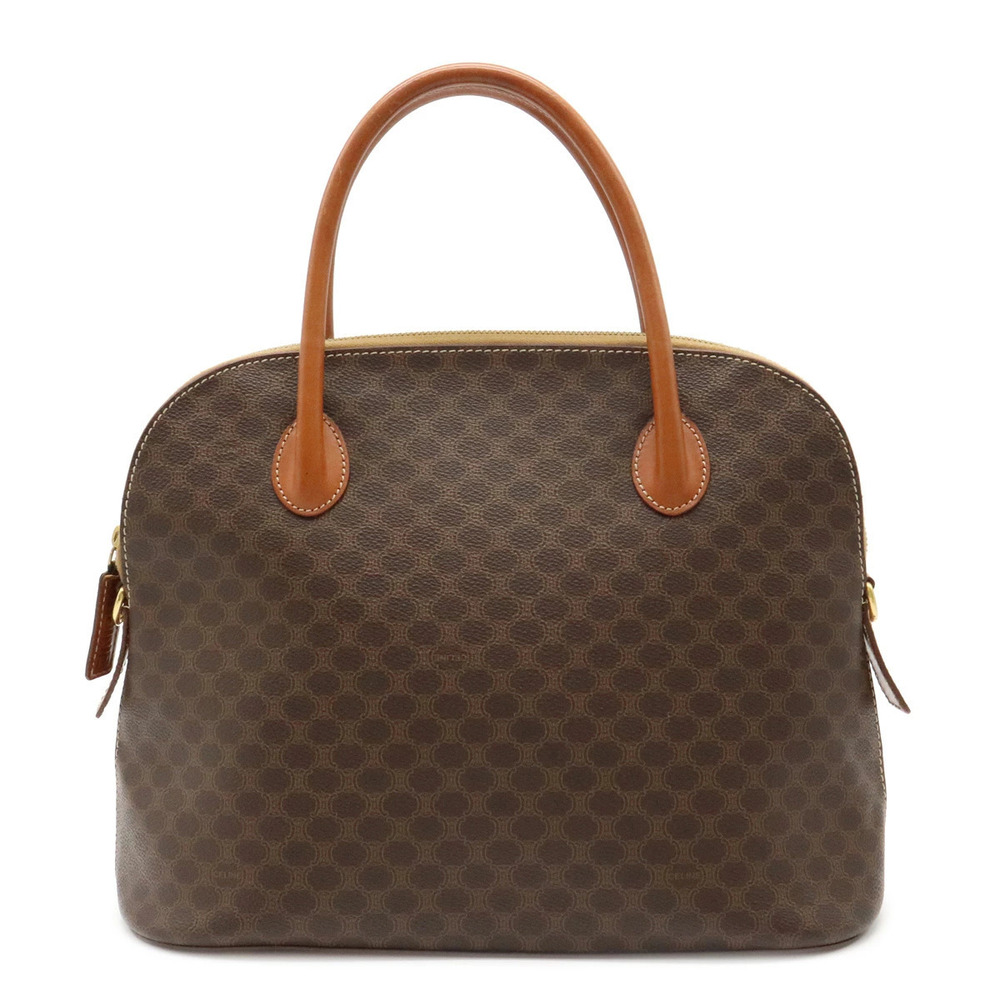 Celine Macadam handbag tote bag leather brown dark shoulder strap